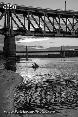 0250 Meridian Bridge & driftwood roots at sunset from NE side