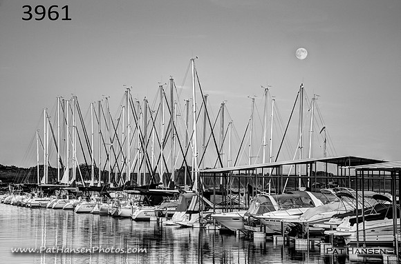 3961 sailboats & moon on L&C Lake