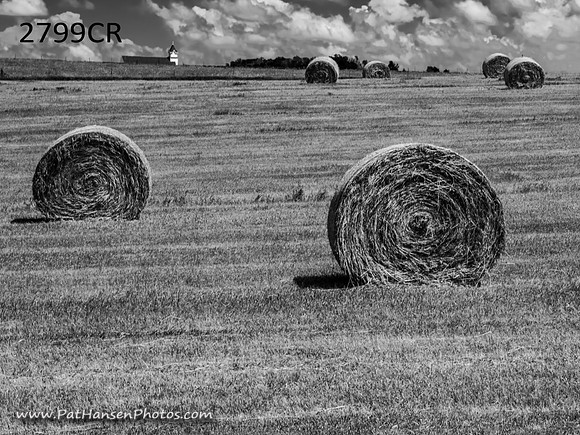 2799 two hay bales, clouds, Broomtree Church #2
