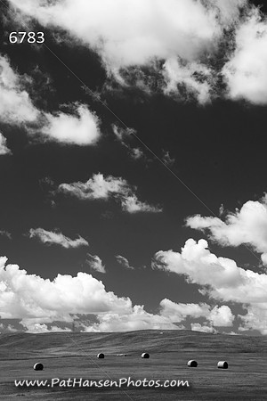 6783 smaller hay bales, clouds, very low horizon V