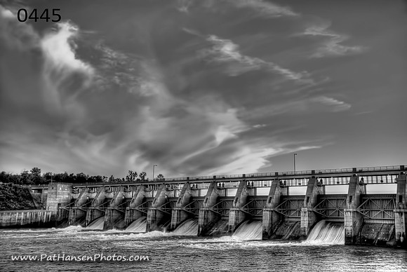 0445 calm Gavins Point Dam & clouds