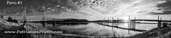 Pano #1 Meridian & Discovery Bridges in winter at sunset (special panoramic sizing)