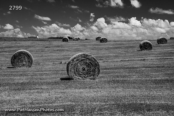 2799 hay bales, clouds, Broomtree Church #1